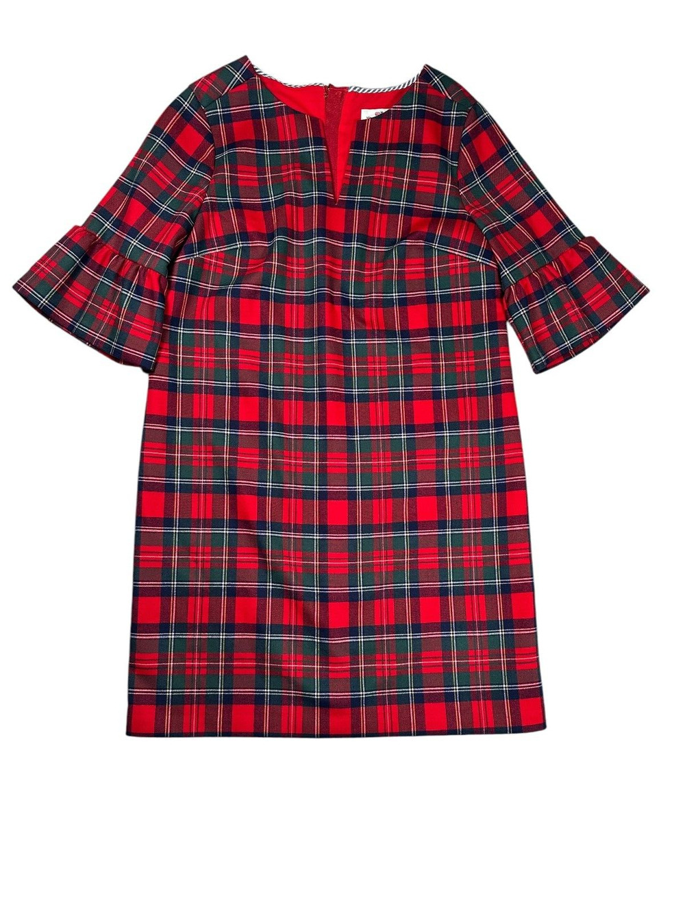 Vineyard Vines Greenwich Dress 4 Red Velvet Plaid Flutter Sleeve NWT Christmas